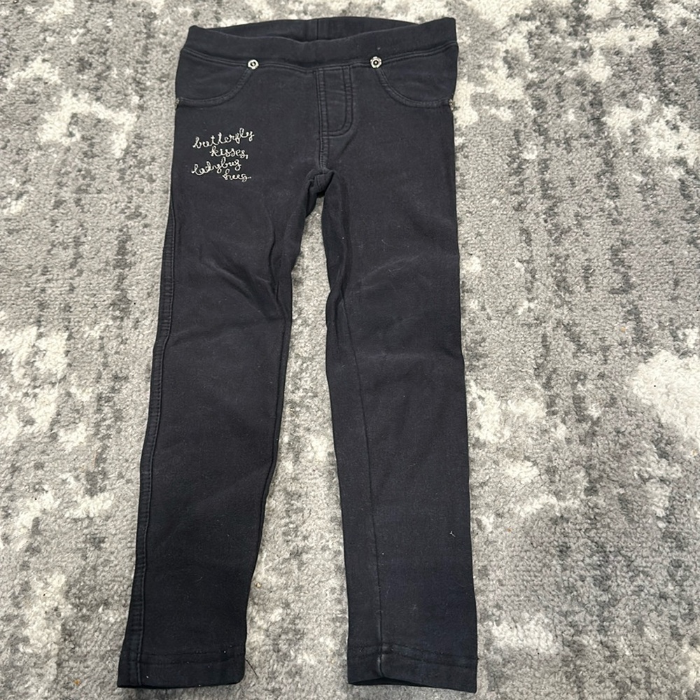 Mish girls size 4 black stretch pants heart on pocket and gold lettering